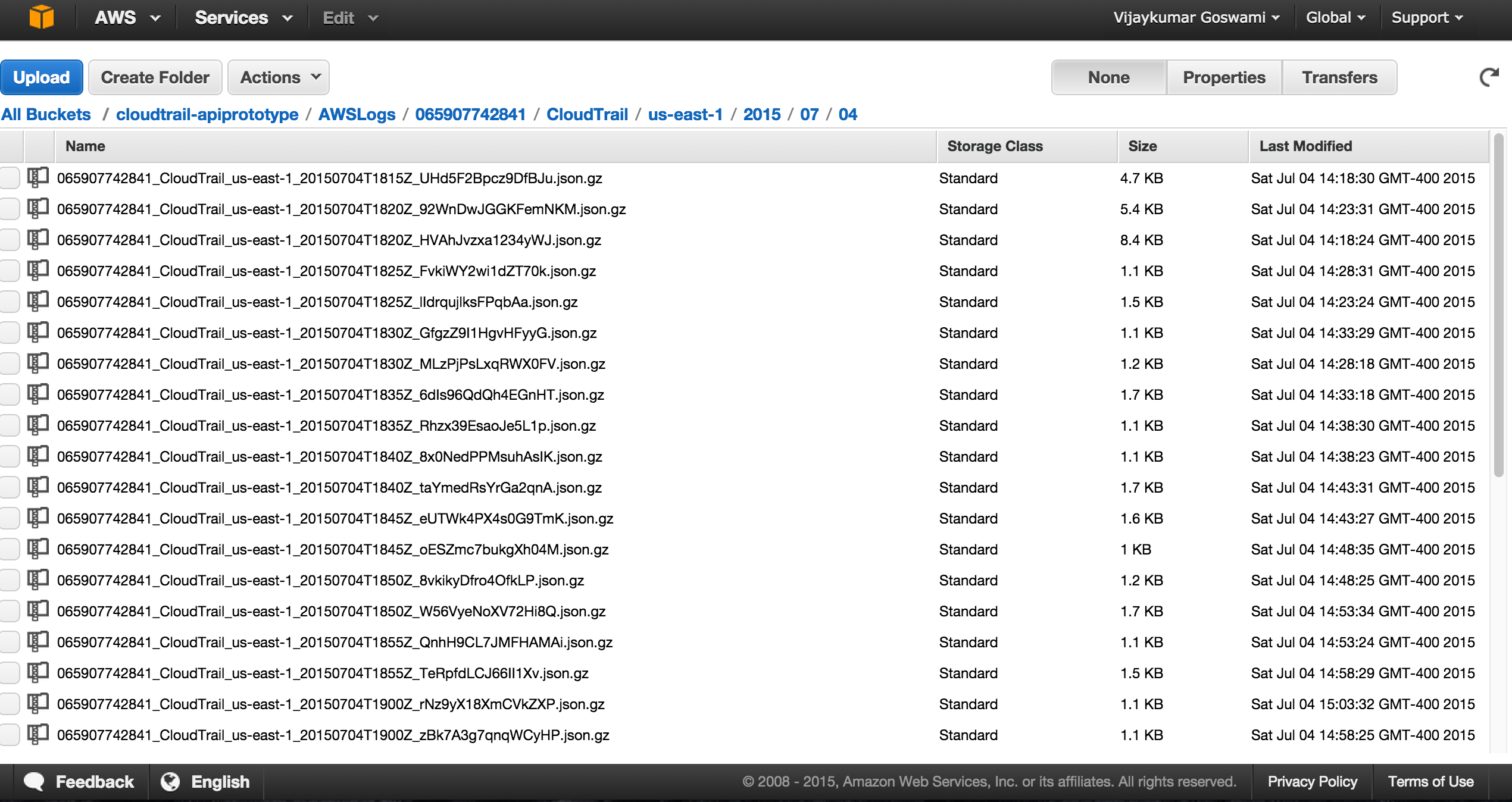 CloudTrail logs stored in S3